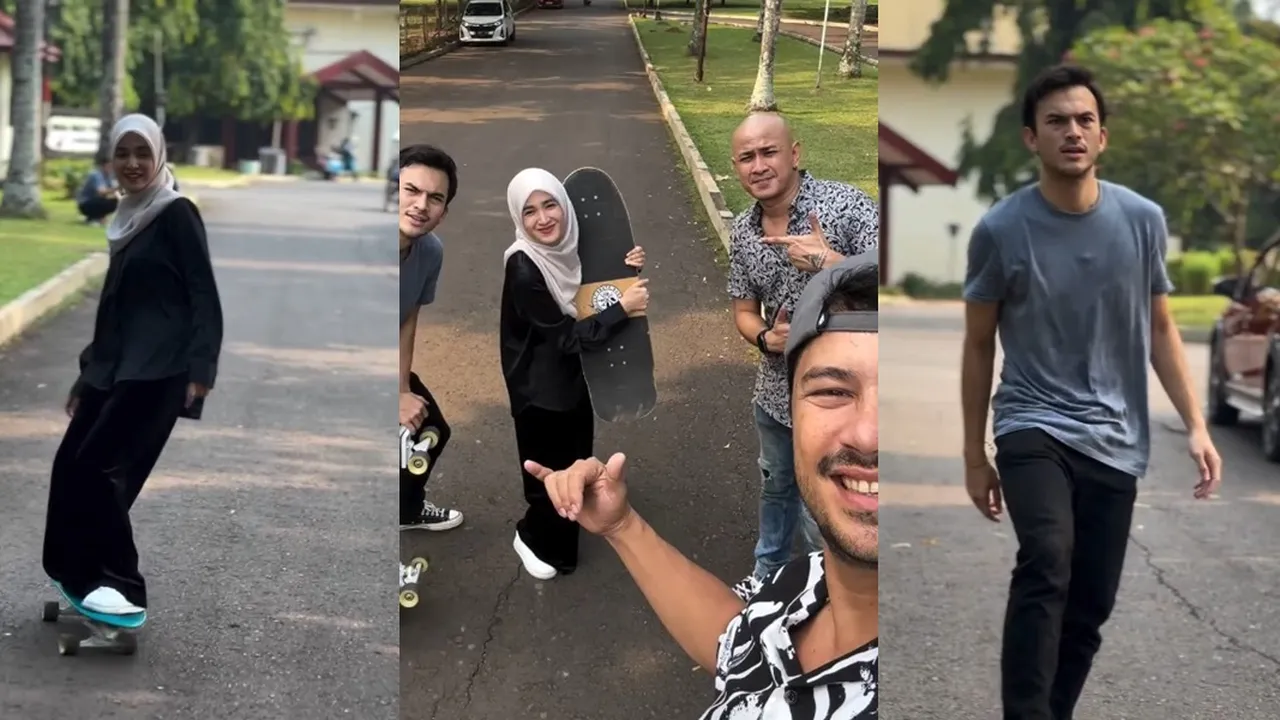 Biasa Kalem, Ini 7 Potret Cut Syifa Main Skateboard di Sela Syuting - Bareng Rizky Nazar Juga