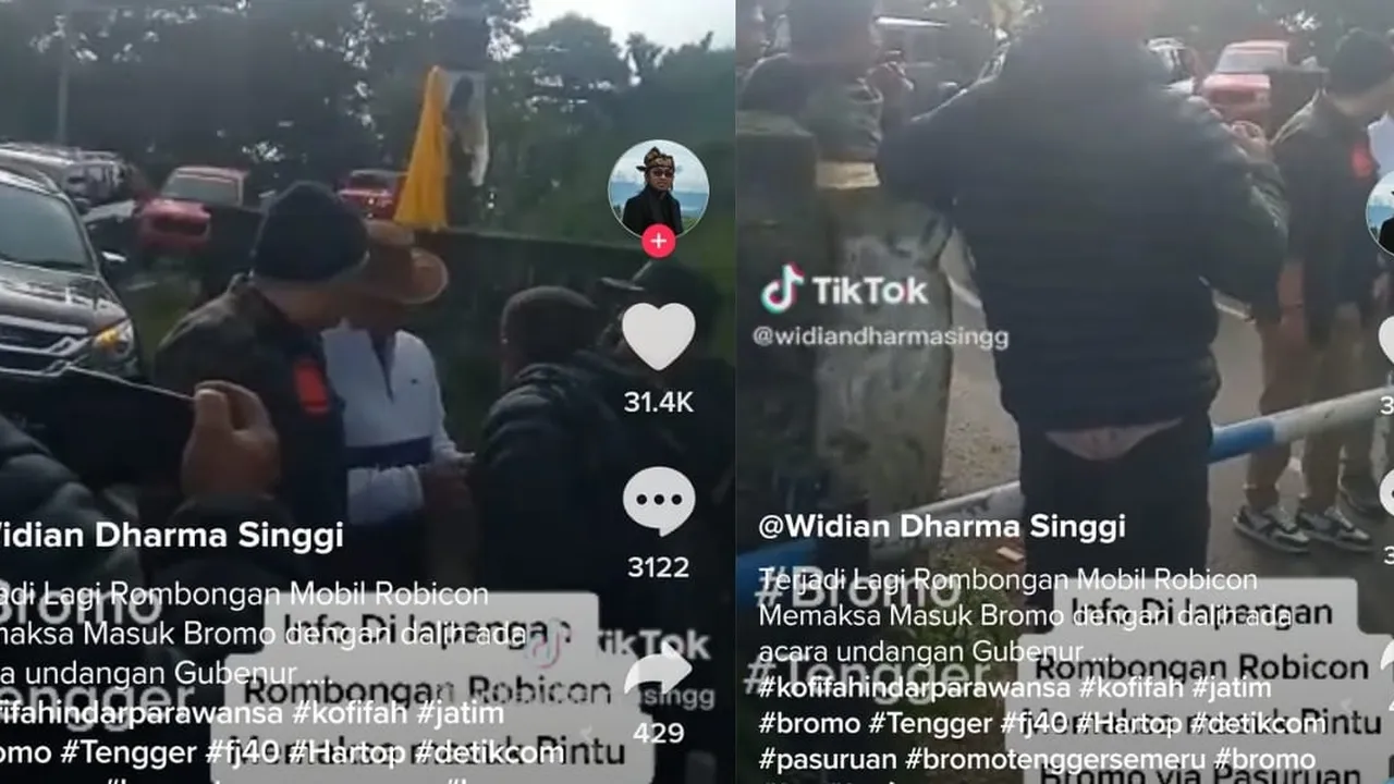 Dilarang Masuk! Rombongan Jeep Rubicon Cekcok dengan Petugas TNBTS