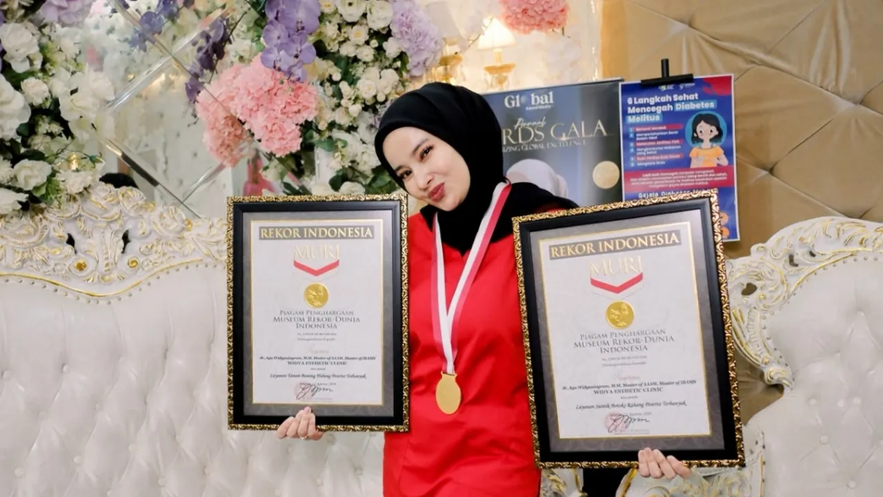 dr. Ayu Widianingrum Raih Dua Rekor MURI, Botox Rahang dan Threadlift Hidung Terbanyak