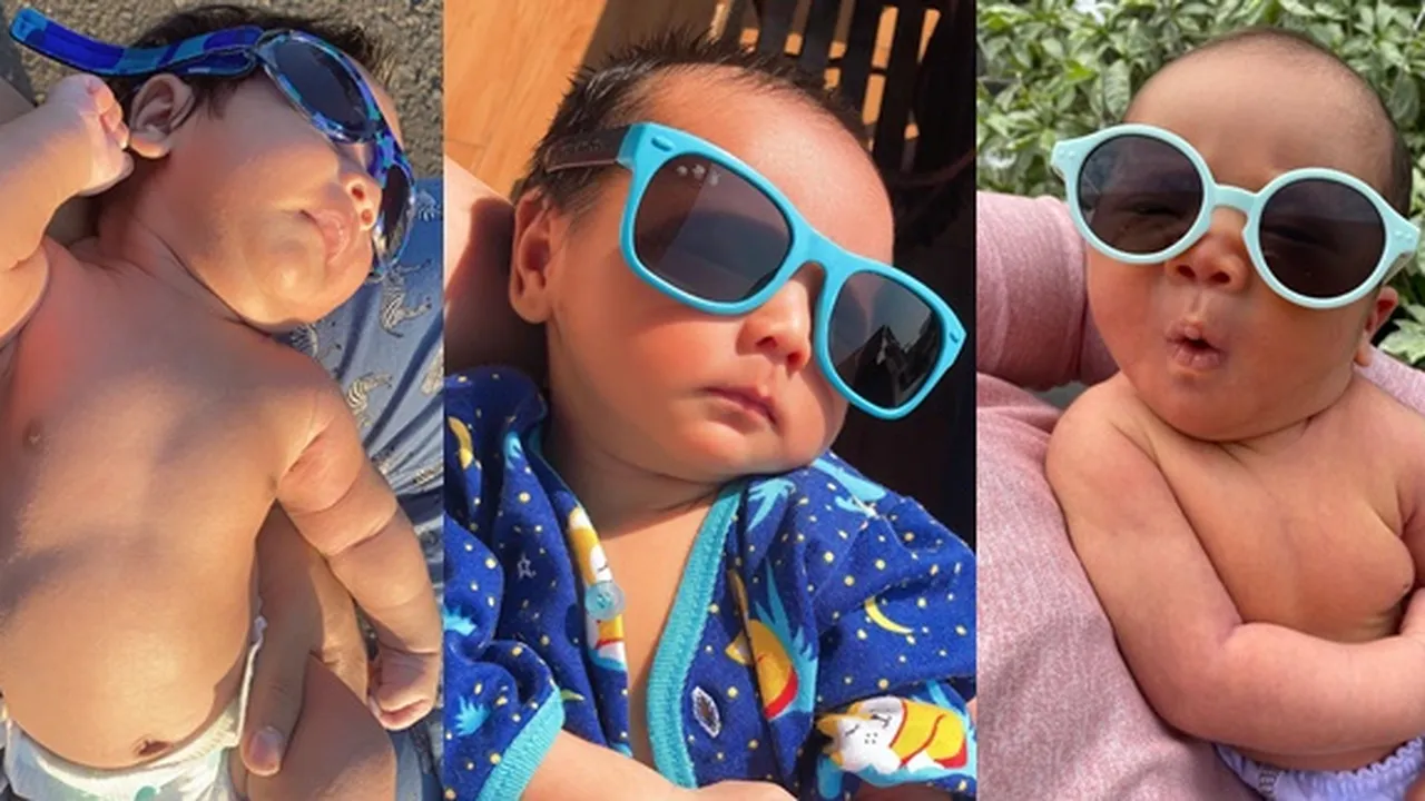 Pakai Aksesoris Gemas - Gayanya Bikin Salah Fokus, Ini 7 Momen Bayi Seleb Saat Berjemur di Pagi Hari