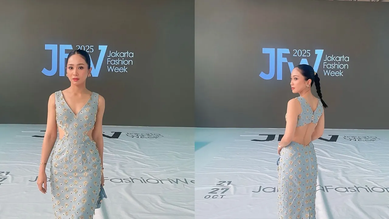 Hadir di JFW, Ini 7 Potret Bunga Zainal Tampil Elegan - Perlihatkan Pinggang yang Ramping