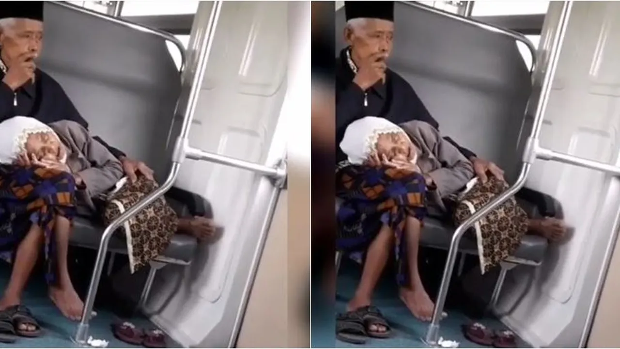 Inspiratif Banget, Sepasang Kakek-Nenek Ini Mesra Di Bangku Kereta