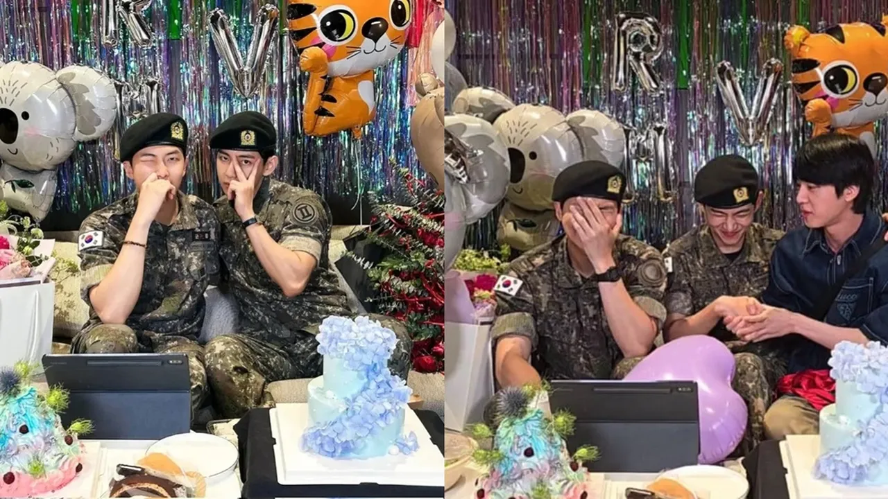 Jin BTS Beri Kejutan saat RM dan V Lakukan Weverse Live, Bawa Dirinya Sendiri Sebagai Hadiah