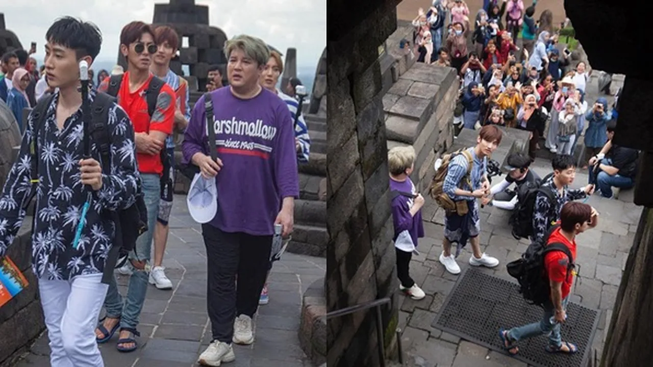 Keseruan Super Junior & TVXQ Naik 'TAYO' Saat Jalan-Jalan di Borobudur