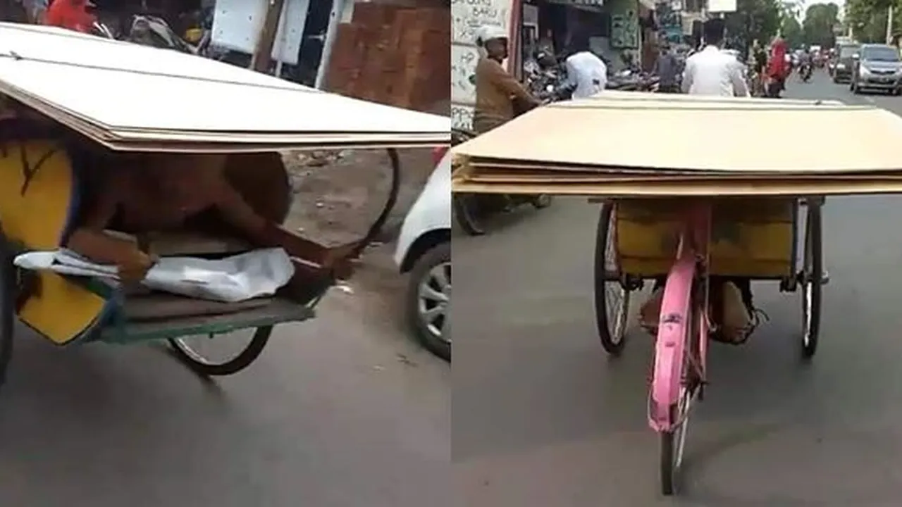 Kisah Haru Bapak Bawakan Triplek Pakai Becak Demi Keluarga Bisa Makan
