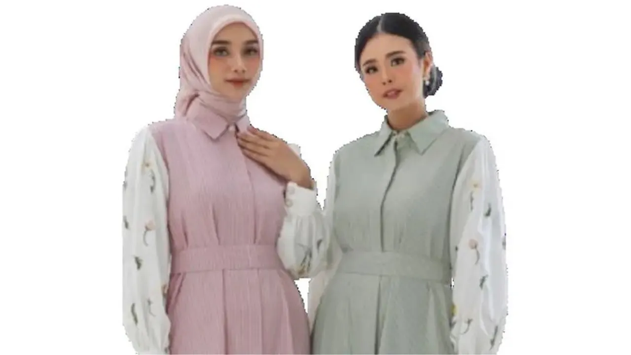 Kombinasi Motif Bunga dan Polos pada Model Gamis Terbaru, Tampil Simpel serta Elegan