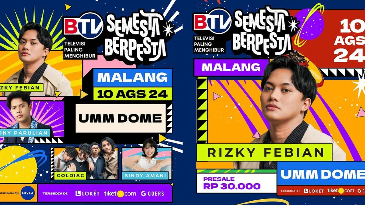 Konser BTV Semesta Berpesta Akan Hadir di Kota Malang, Hadirkan Rizky Febian Hingga Coldiac!