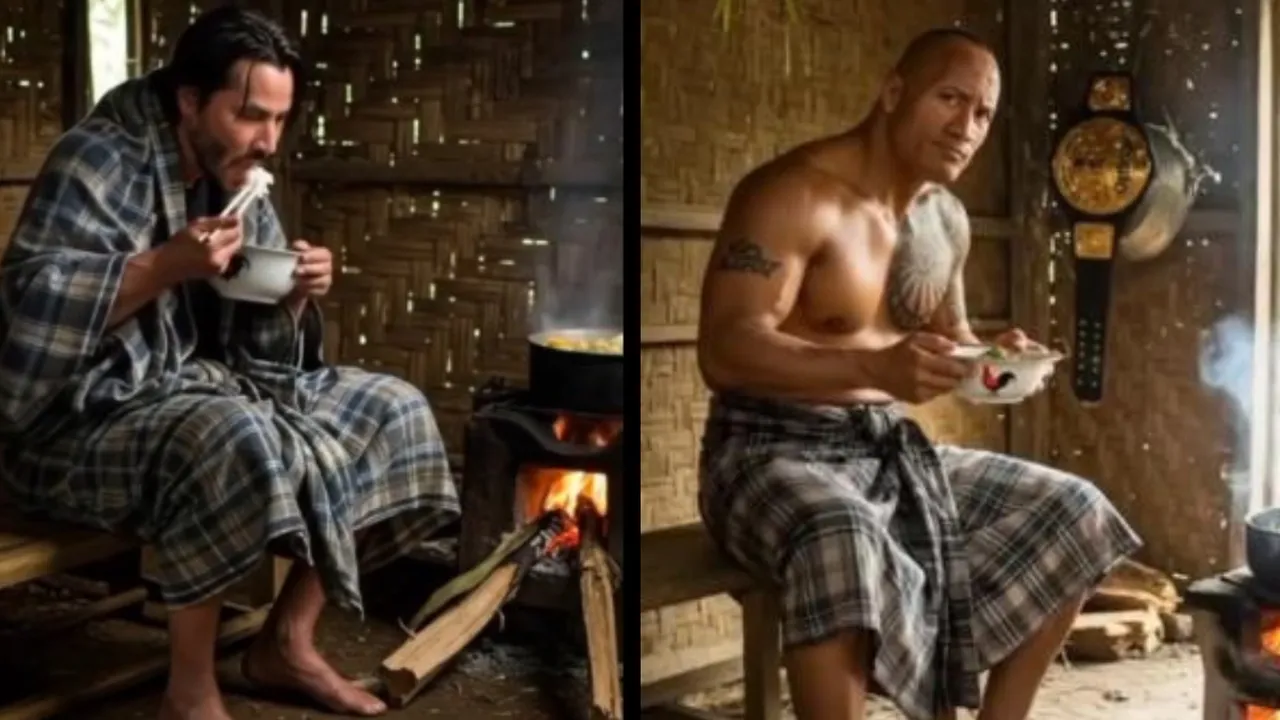 Konten Kreator Ini Bikin AI Aktor Dunia Lebaran di Kampung Halaman, Ada The Rock sampai CR7