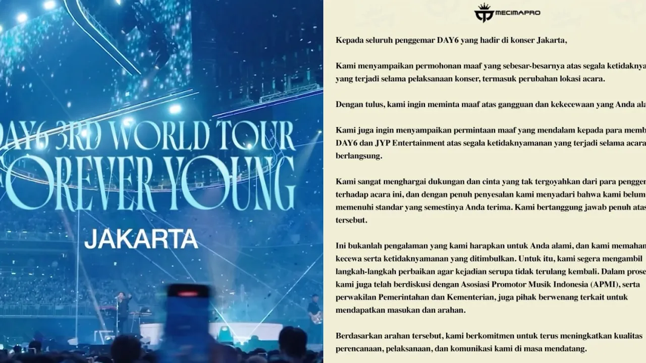 Mecima Pro Minta Maaf Usai Konser DAY6 Jakarta Tuai Kritik Fans, Ini Pernyataan Resminya
