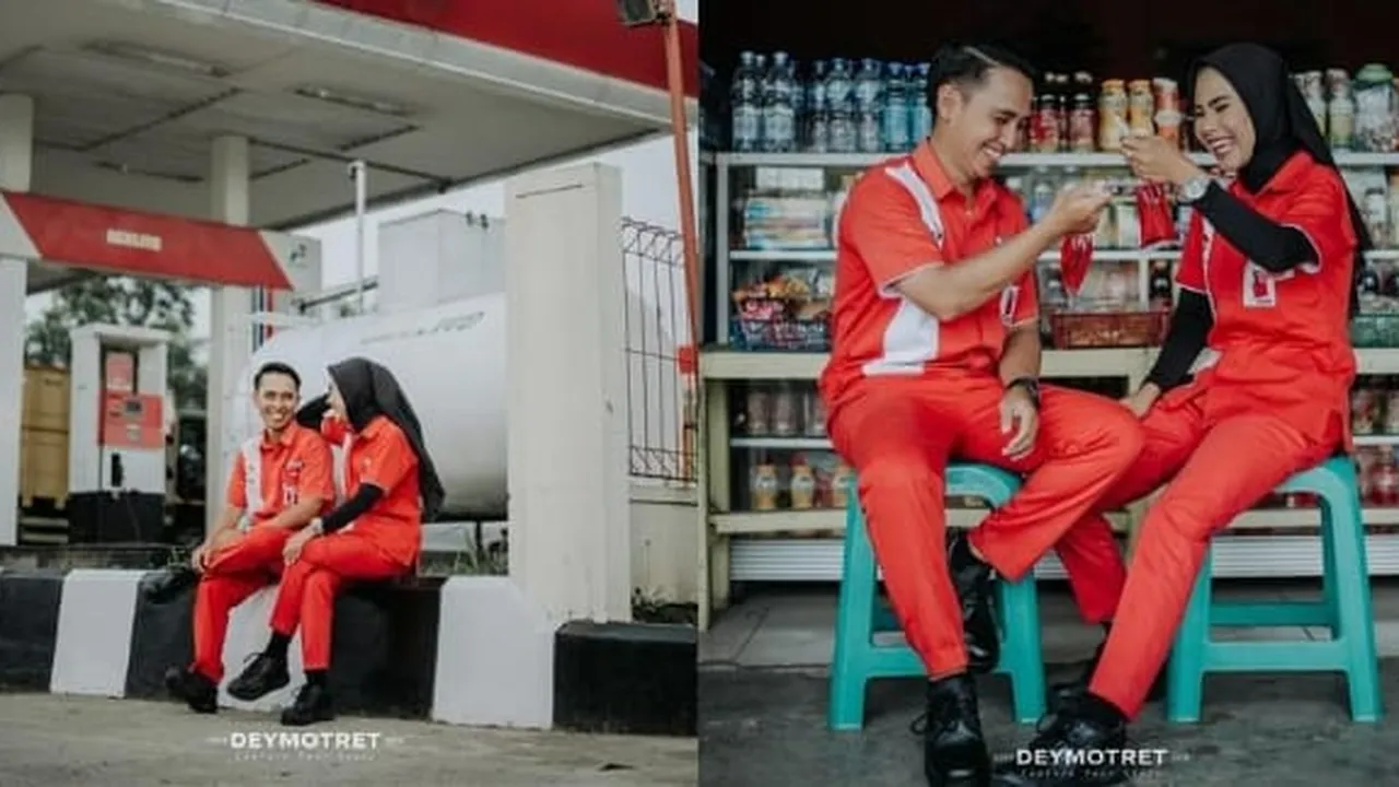 Mengusung Konsep Unik, 8 Foto Prewedding di Pom Bensin - Netizen: Natural Banget