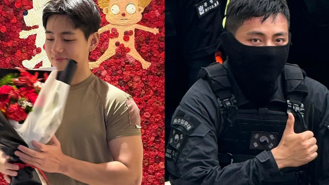 Meski Cedera, V BTS Sabet Penghargaan Polisi Militer Teladan Saat Wamil