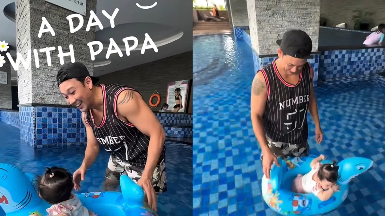 Momen Denny Sumargo Temani Baby Biel Berenang yang Bikin Tertawa