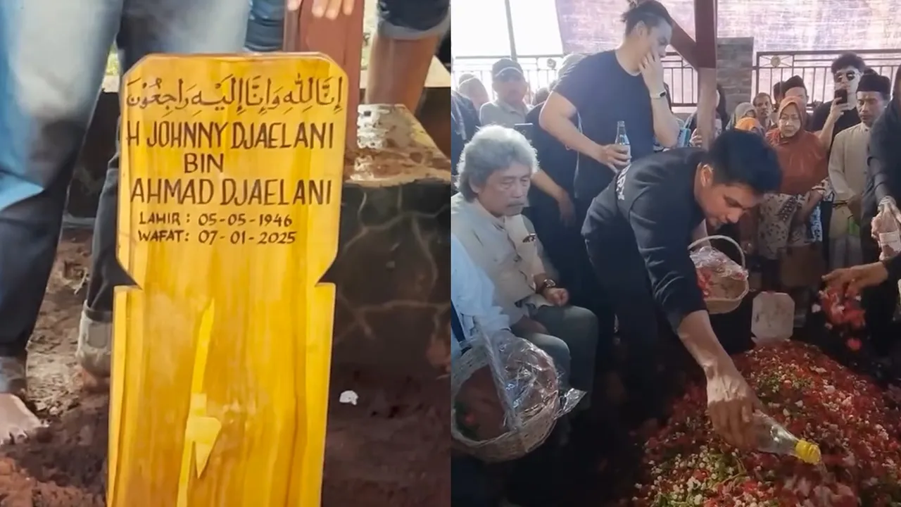 Momen Haru Pemakaman Ayah Baim Wong ada Disamping Istri
