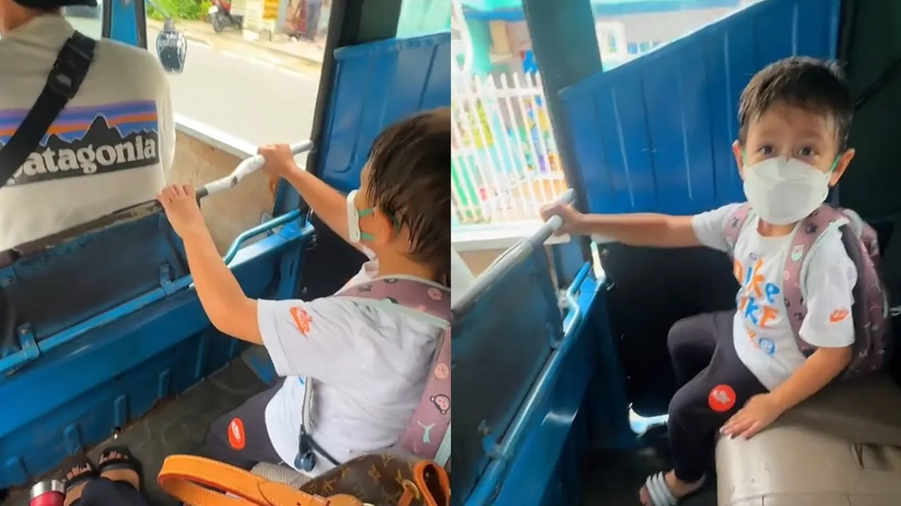 Momen Kocak Anak Marcell Darwin Lebih Pilih Naik Bajaj dariada Mobil