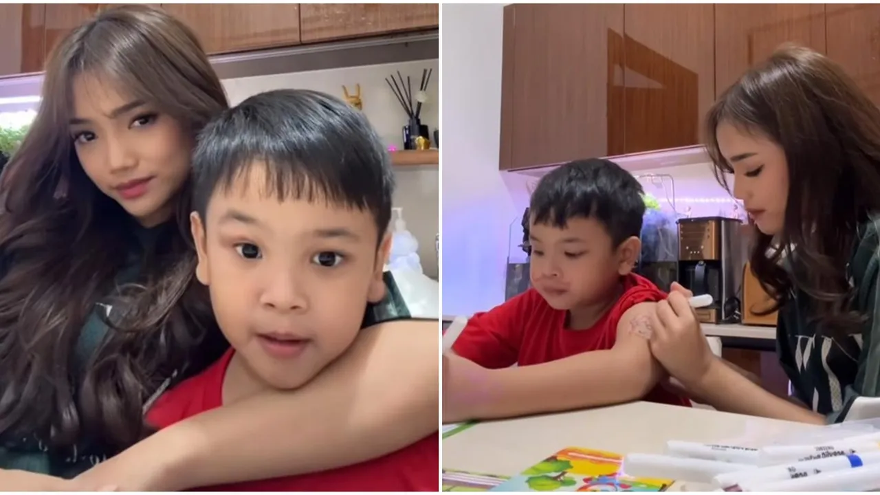 Momen Lucu Gala Sky Diisengin Fuji Sampai Tangan dan Wajahnya Penuh Coretan