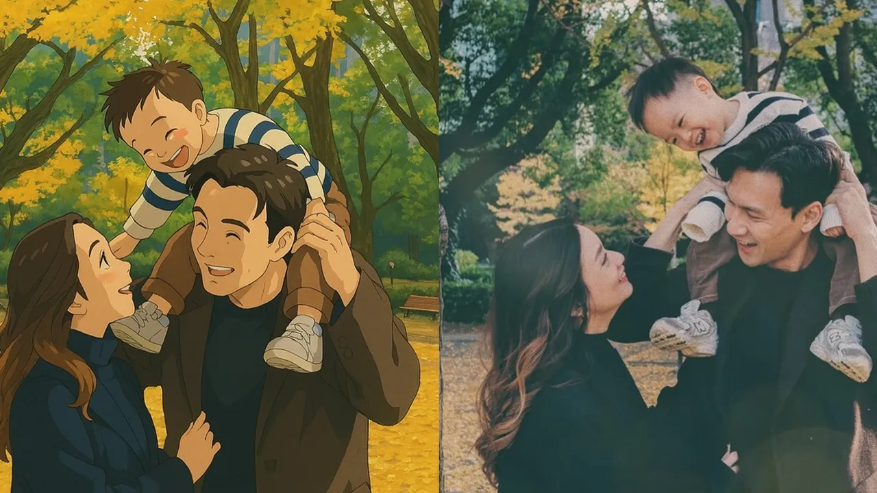 Momen Manis Fendy Chow dan Keluarga Ikut Trend Life in Ghibli