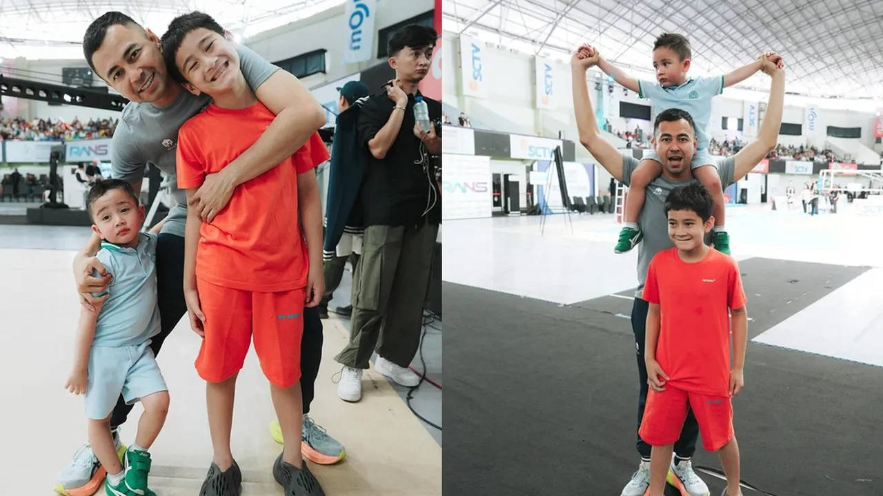 Momen Raffi Ahmad Olahraga Bareng Rafathar dan Rayyanza yang Kompak