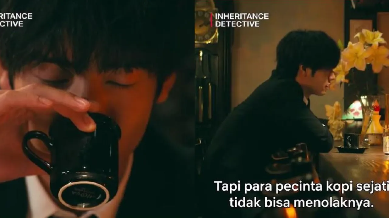 Potongan Adegan di Drama Jepang INHERITANCE DETECTIVE Puji Cita Rasa Kopi Luwak Indonesia