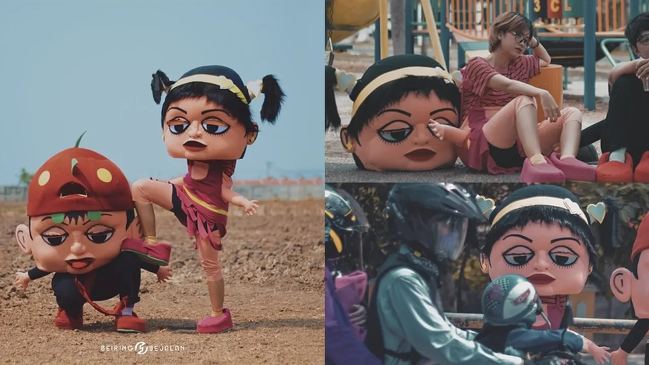 Nikahan Unik Viral, Prewed Berkostum Boneka Mampang - Foto Suzanna Sambut Para Tamu