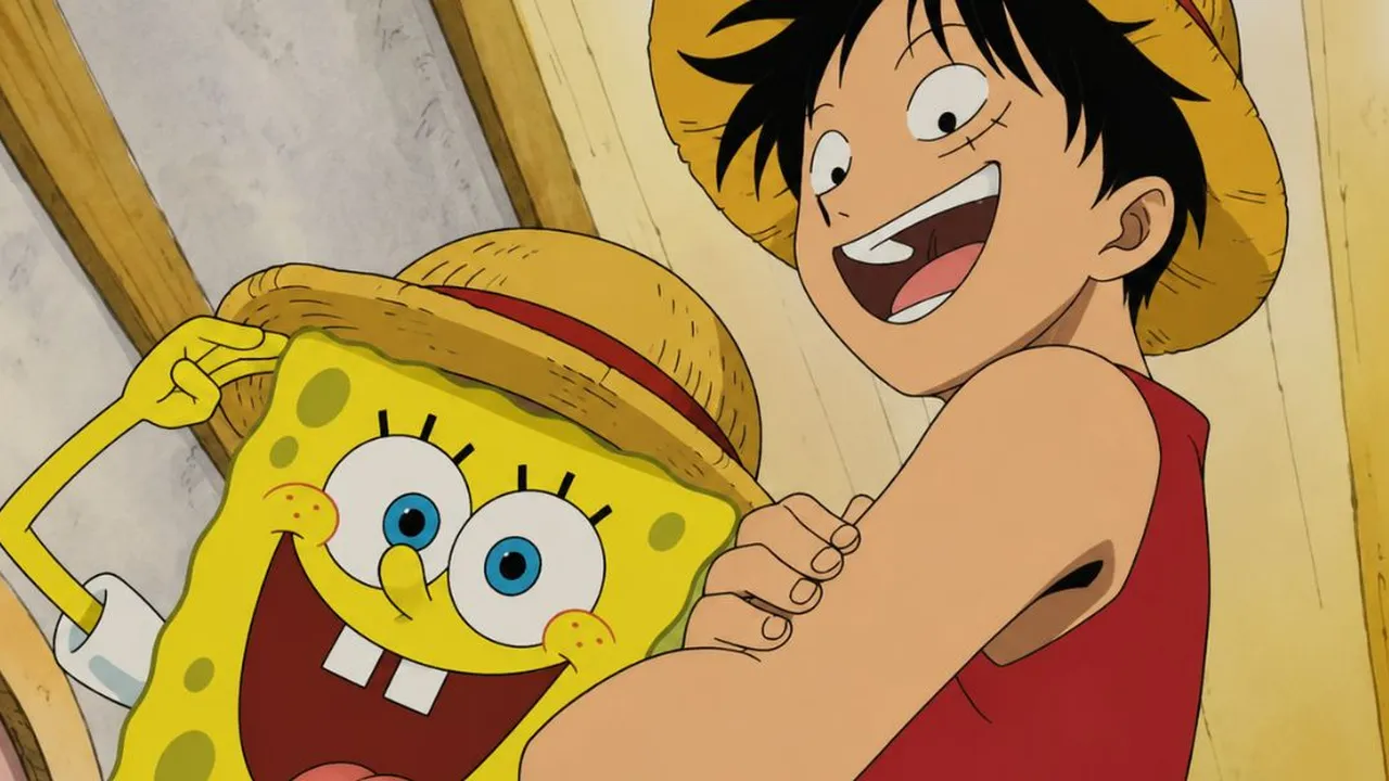 ONE PIECE X SpongeBob Resmi Kolaborasi! Luffy Hingga Sanji Berubah Jadi Karakter Bikini Bottom