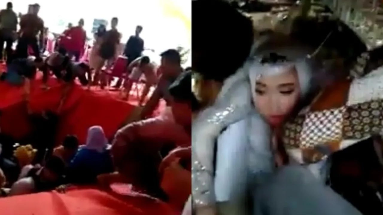 Panggung Pelaminan Roboh, Kedua Pengantin Terjebak di Kolong