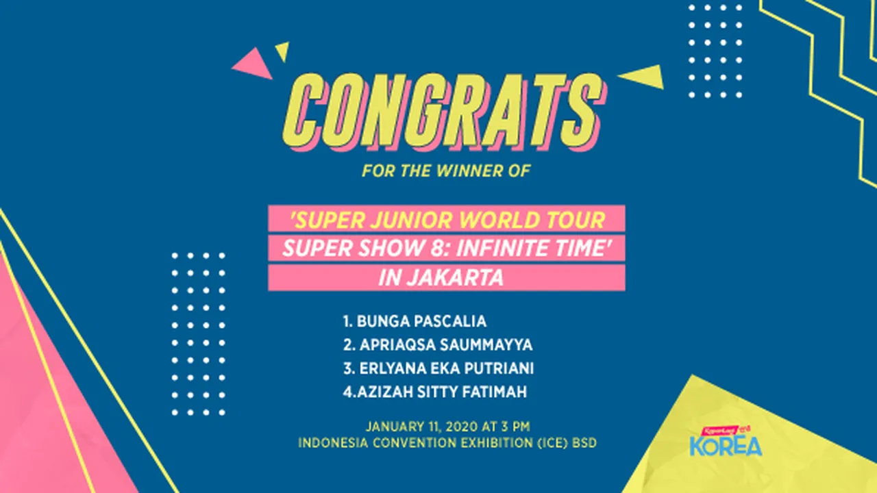 Pengumuman Pemenang Tiket Gratis Nonton Konser 'Super Show 8: Infinite Time in Jakarta', Ada Namamu Nggak Ya?
