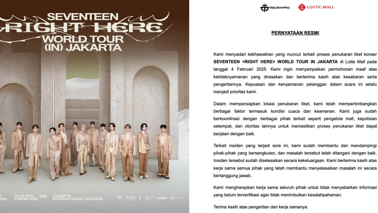 Penukaran Tiket Konser SEVENTEEN di Jakarta Tuai Protes, Promotor Rilis Pernyataan Resmi