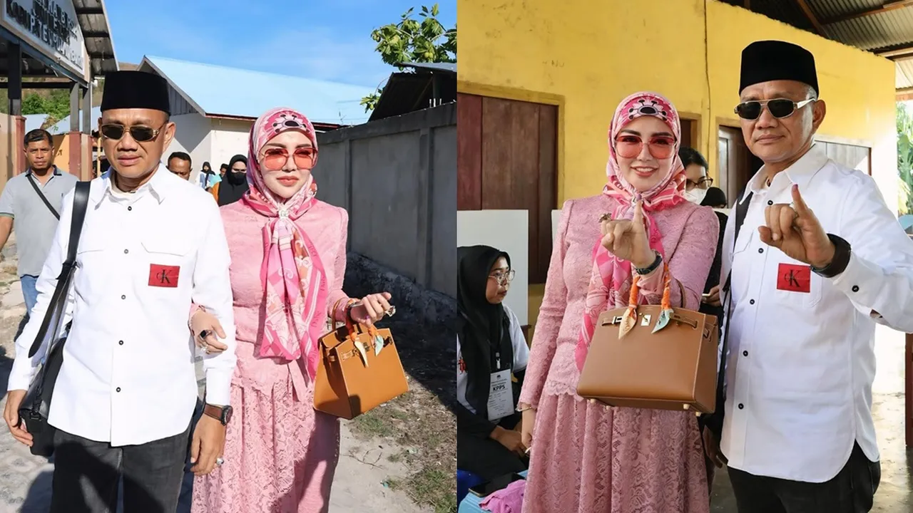 Potret Bella Shofie Nyoblos Pilkada Temani Suami Mencalonkan sebagai Bupati Kabupaten Buru