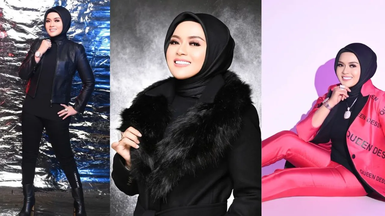 Potret Cantik Neng Dessy Pacar Saipul Jamil dengan Hijab Hitam