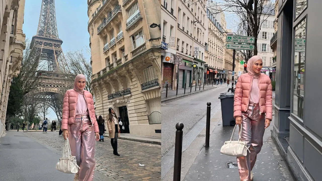 Potret Cantik Syahnaz Liburan ke Paris, Tampil Gemas dengan Outfit Serba Pink