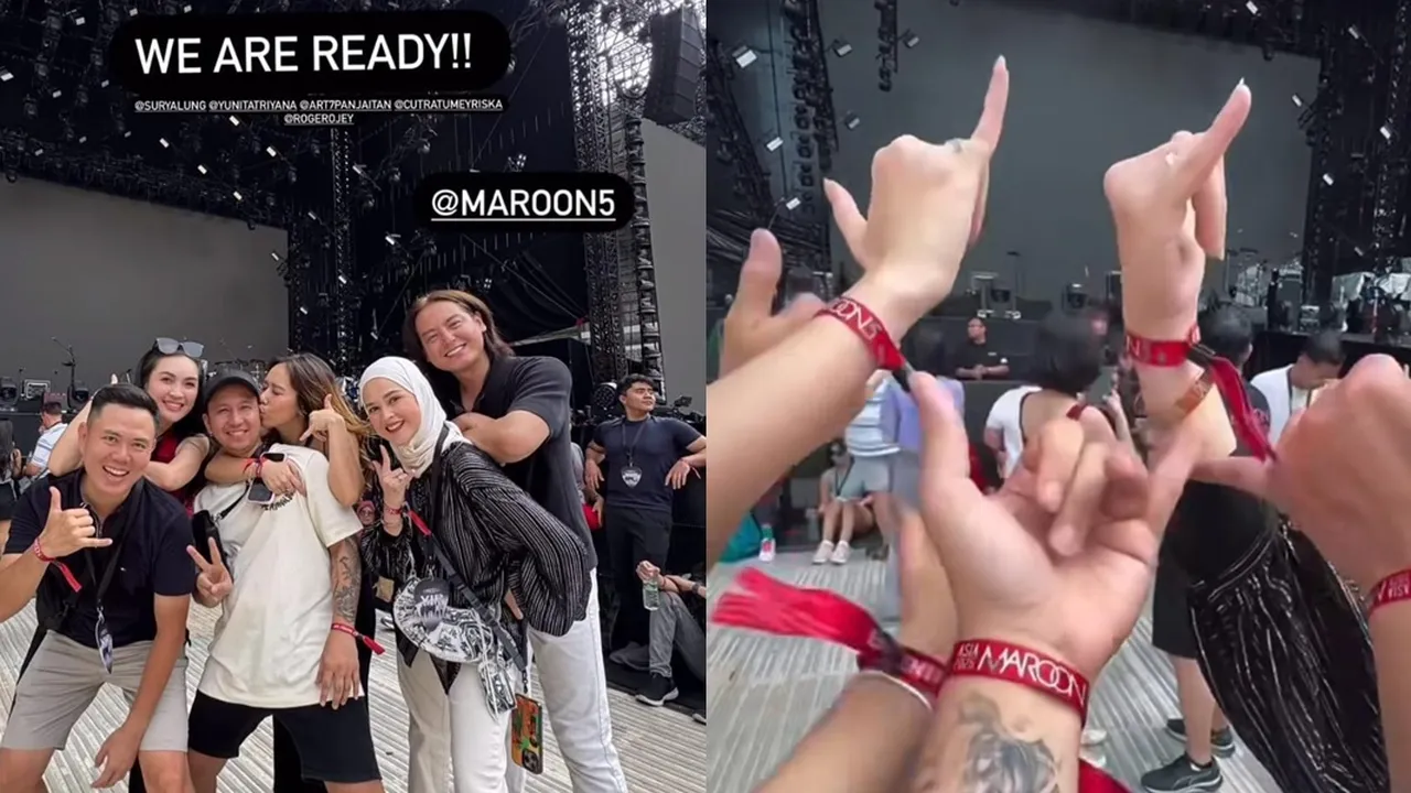 Potret Keseruan Cut Meyriska dan Roger Nonton Konser Maroon 5 di Malaysia