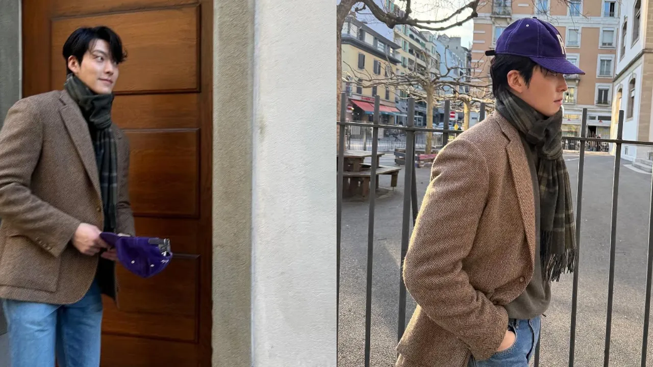 Potret Kim Woo Bin Liburan di Swiss, Visual Tampannya Sempurna dengan Outfit Kece