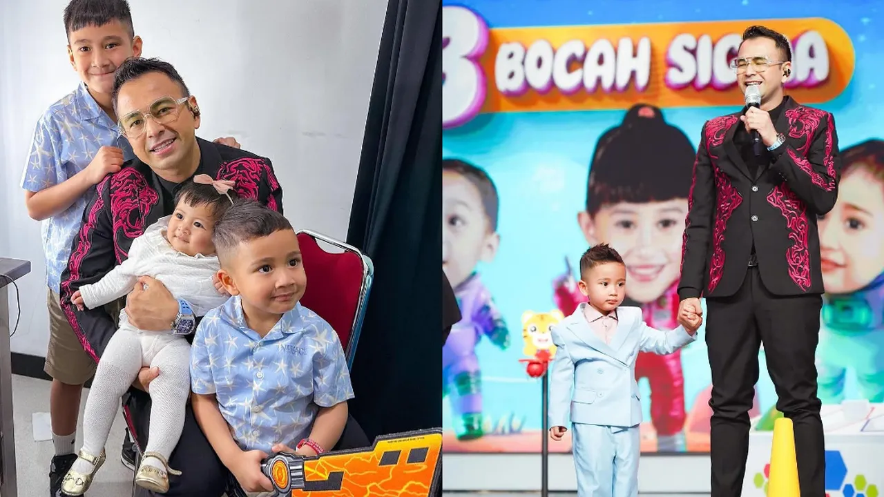 Potret Raffi Ahmad Syuting Ditemani Rafathar, Rayyanza dan Lily