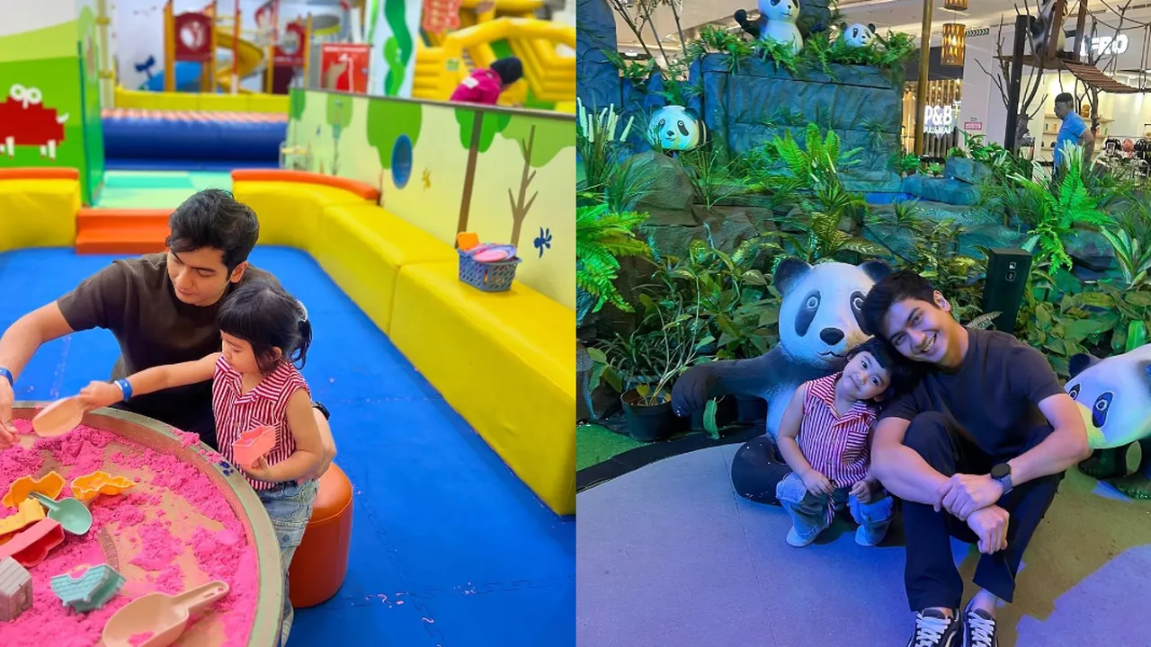 Potret Teuku Ryan Ajak Moana Main di Playground Mall, Seru Main Pasir hingga Pose dengan Panda