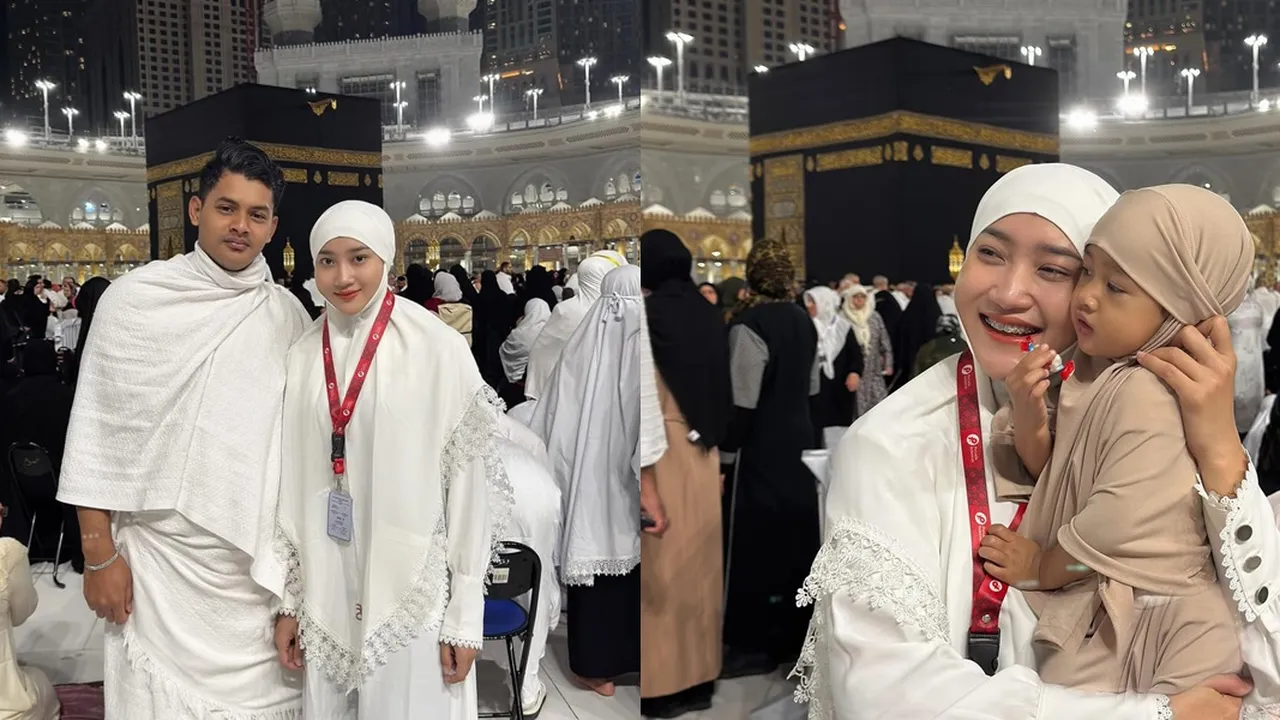 Potret Yeni Inka Berhijab saat Umrah, Kali Ini Bareng Suami dan Anak