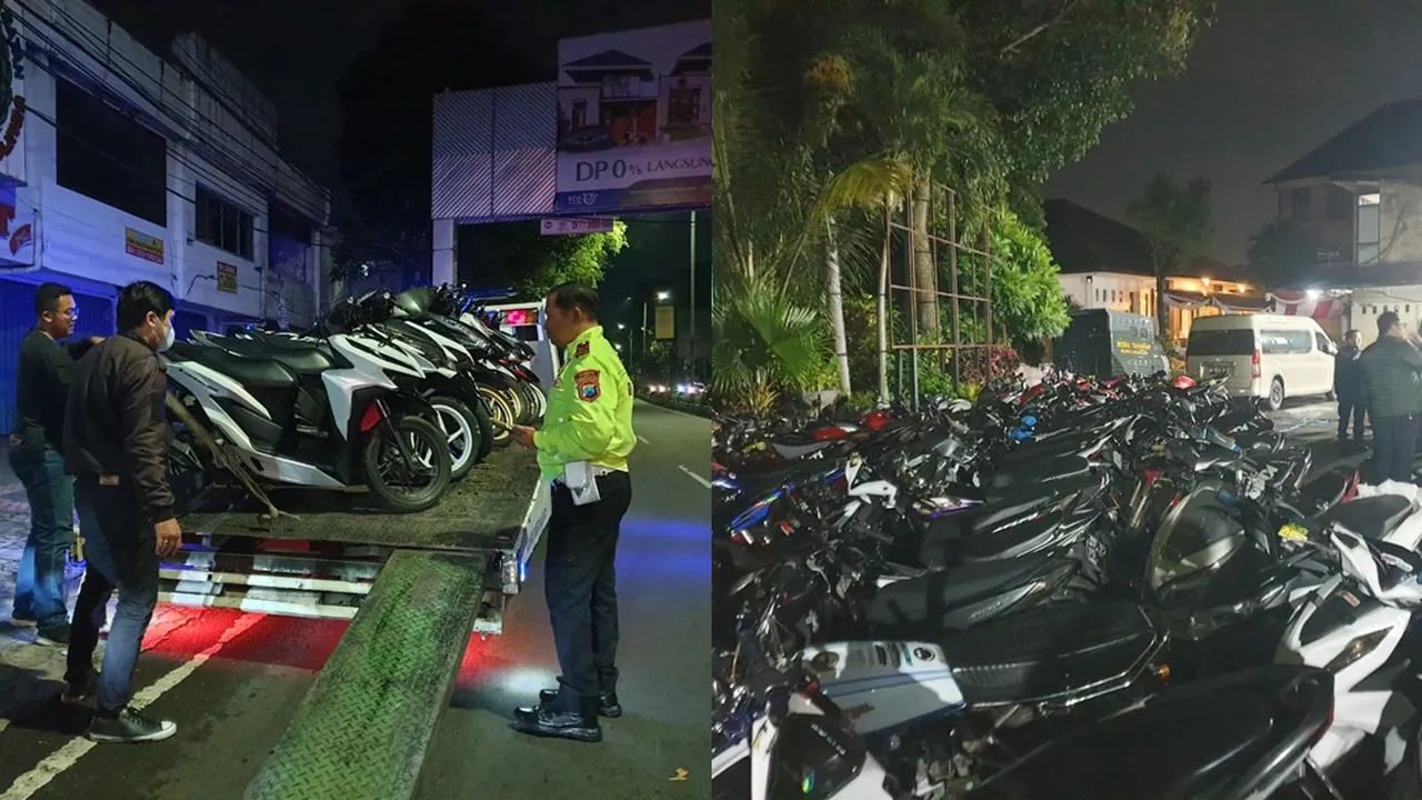 Puluhan Joki dan Sepeda Motor Peserta Balap Liar Diangkut ke Polresta Malang Kota