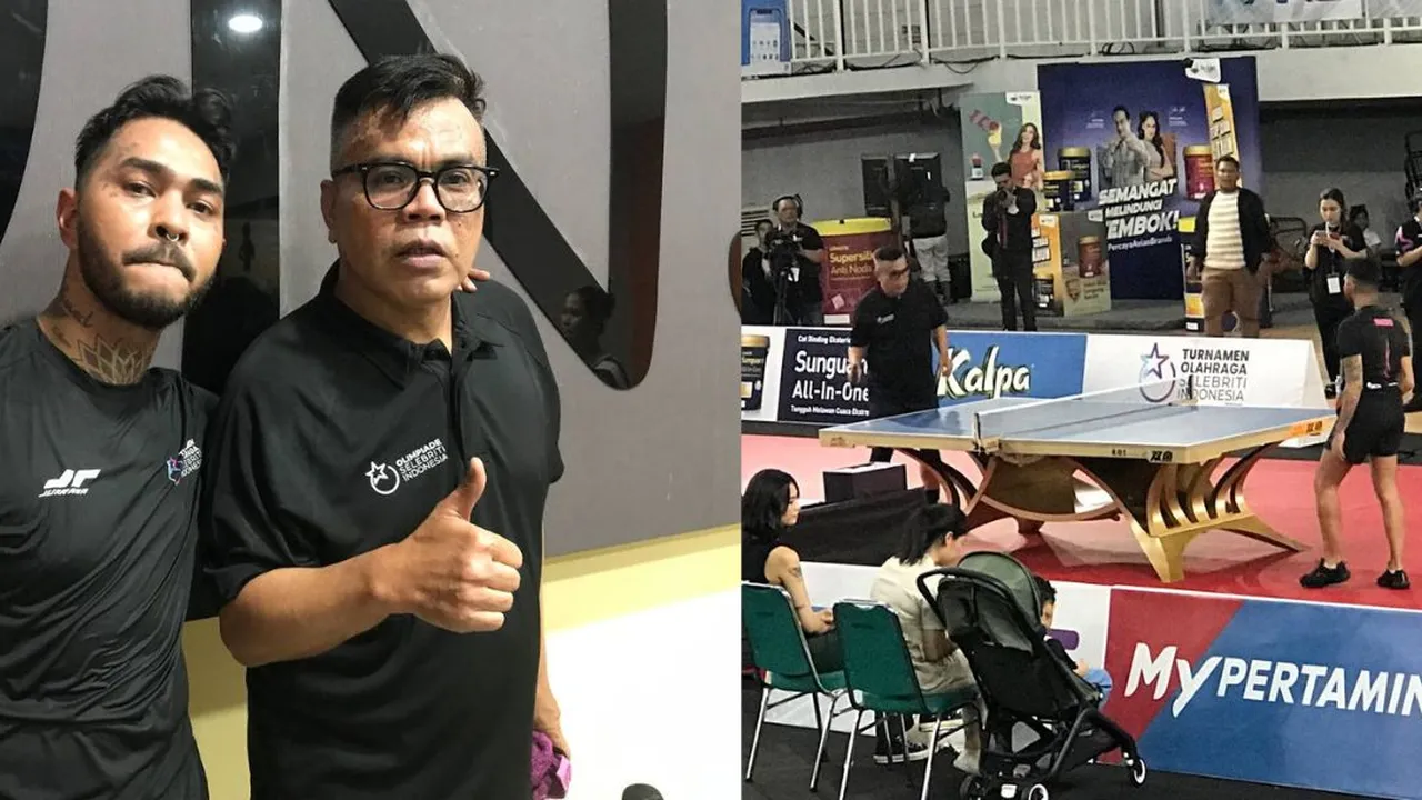 Sempat Jumawa, Cing Abdel Akui Sulit Kalahkan Onadio Tanding Tenis Meja