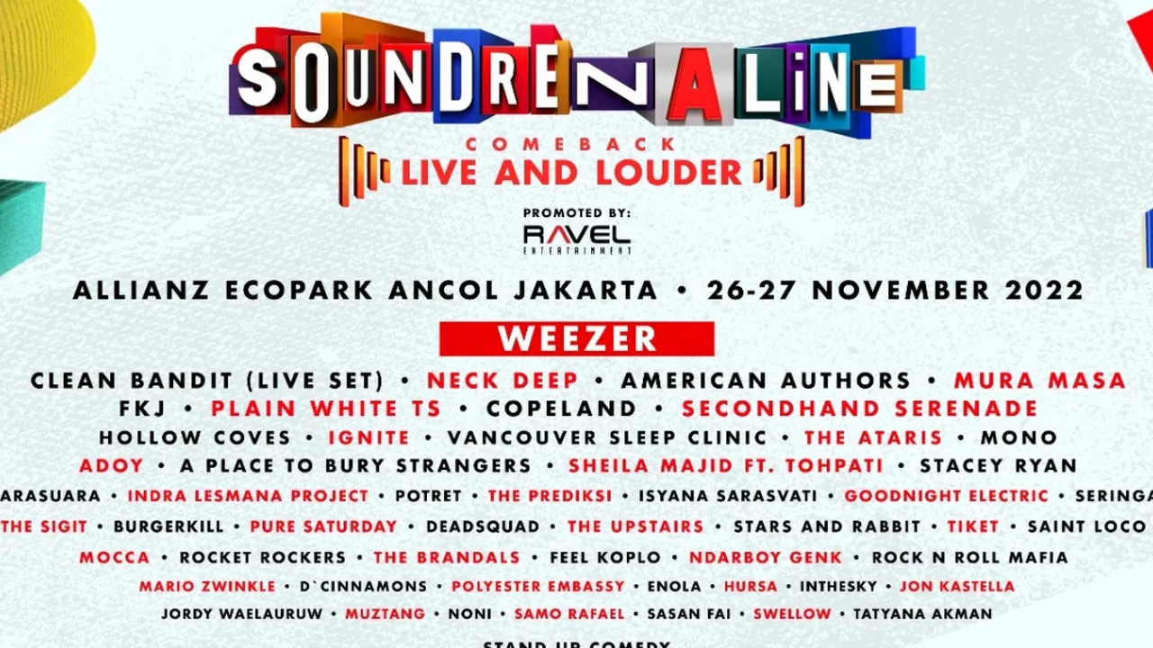 Soundrenaline 2022 is Back! Hadirkan Total 71 Performers Top - Dari Weezer Hingga Clean Bandit
