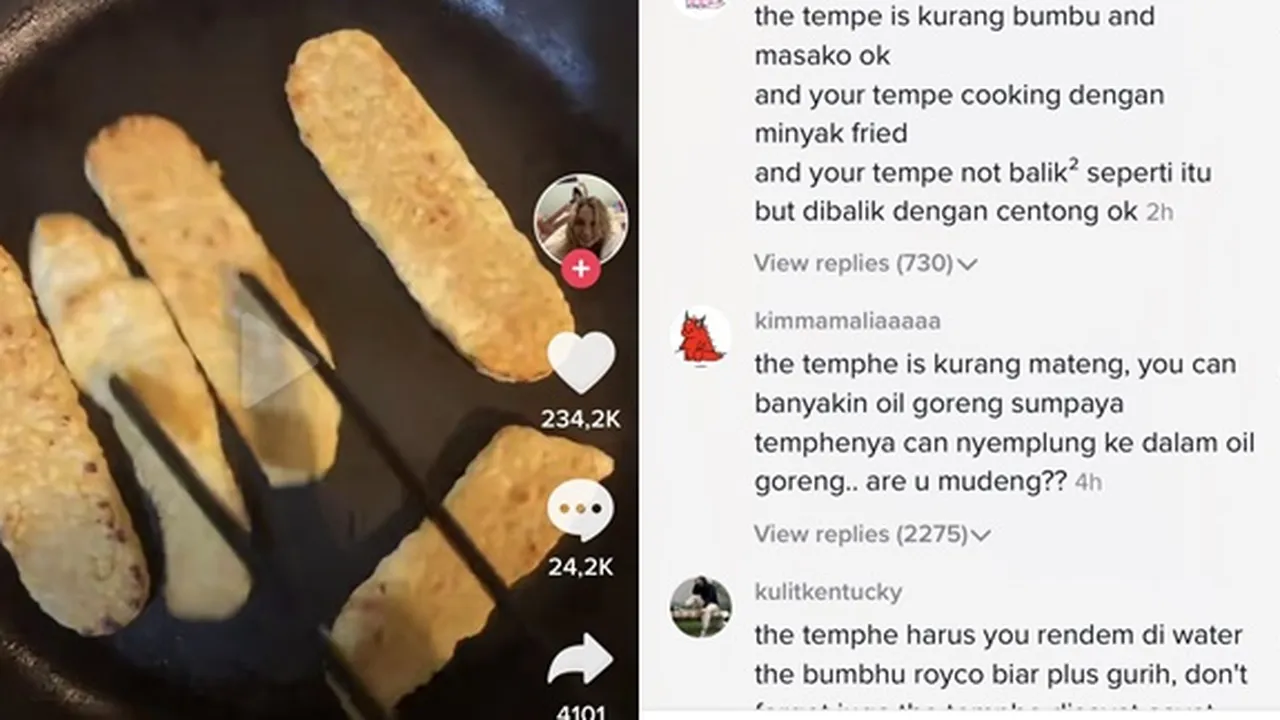 Viral Bule Masak Tempe Gak Dibumbuin dan Digoreng Minyak Sedikit, Netizen Indonesia Heboh