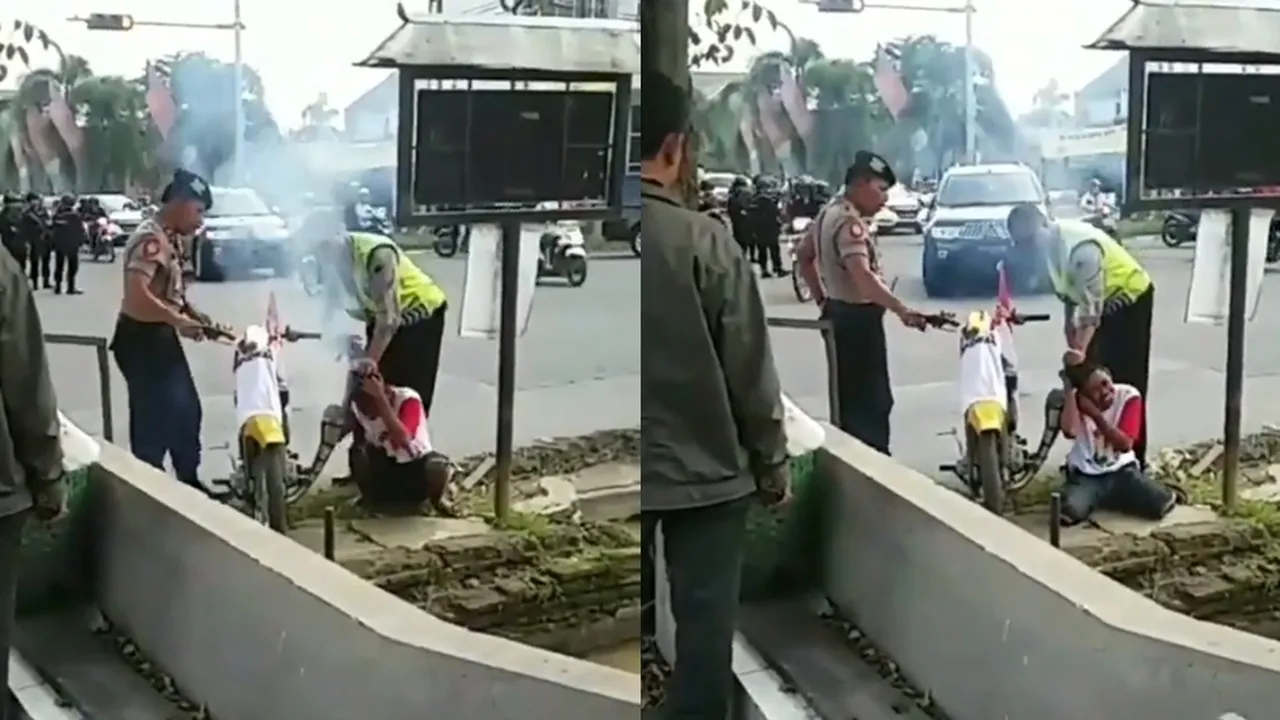 Viral! Cara Esktrim Polisi Hukum Pengendara Nakal Dengan Suara Knalpot