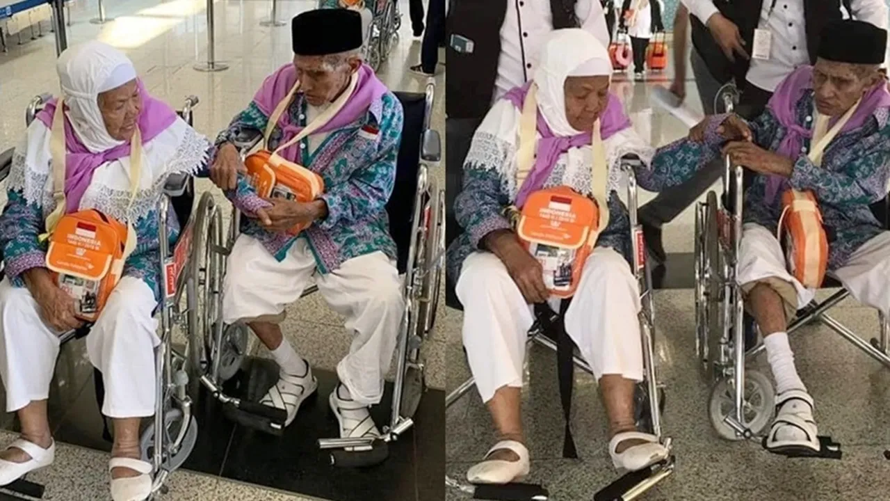 Viral! Pasangan Jemaah Haji Lansia yang Romantis, Gandengan Terus Nggak Mau Pisah
