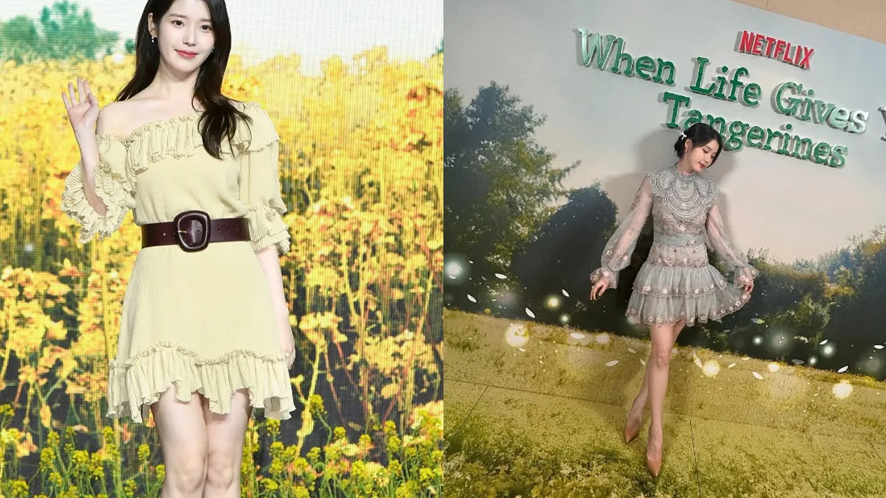 Visual Cantik IU di Press Conference Series Netflix Terbaru ‘WHEN LIFE GIVES YOU TANGERINES’