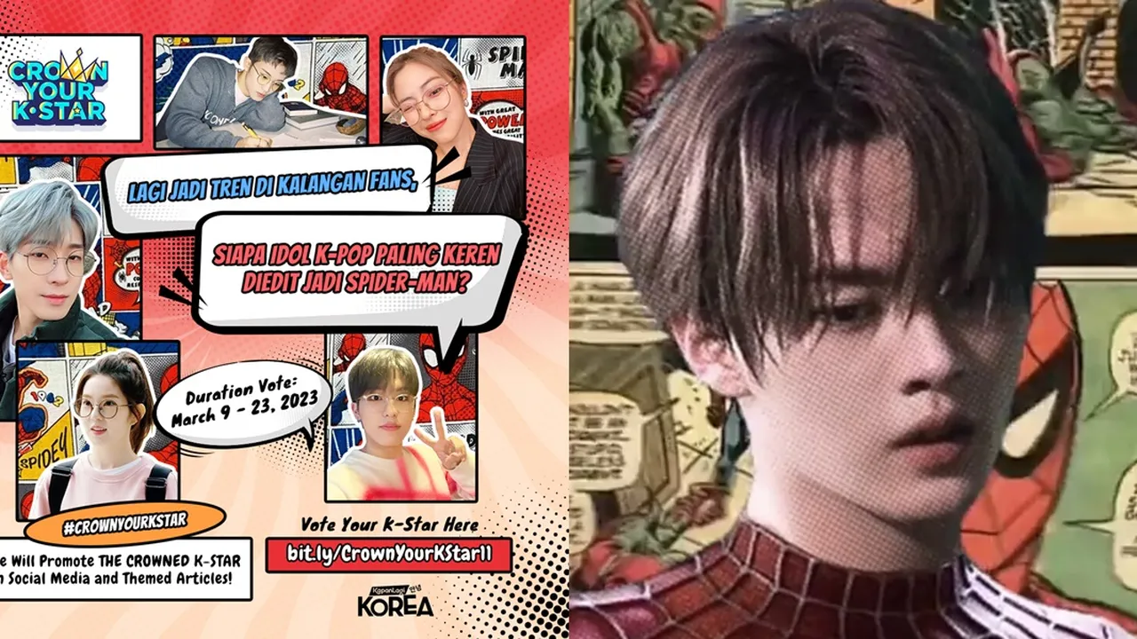 [VOTE HERE] Ganteng Maksimal, Potret Lee Know STRAY KIDS Saat Diedit Jadi Spider-Man