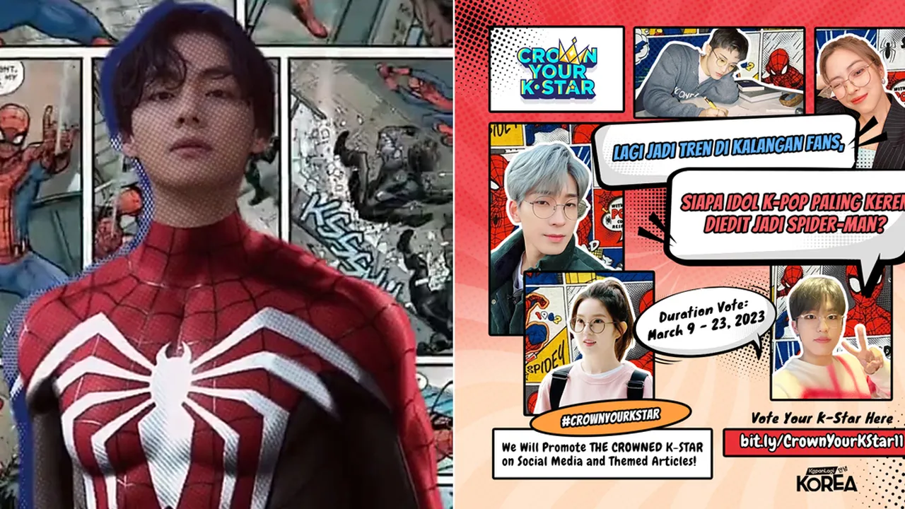 [VOTE HERE] Potret V BTS Saat Diedit Jadi Spider-Man, Ganteng Banget Pancarkan Aura Superhero