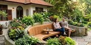 7 Ide Bangku Taman Menyatu dengan Pot Tanaman, Bikin Halaman Lebih Rapi dan Nyaman