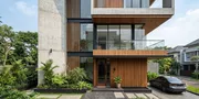 7 Inspirasi Fasad Modern Beton, Kaca, dan Kayu agar Rumah Terlihat Elegan