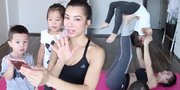 Serunya Yoga Challenge Ala Jennifer Bachdim & 2 Anaknya