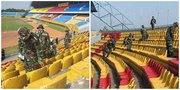 Dirusak Suporter, TNI Ikut Bantu Perbaiki Stadion Jakabaring