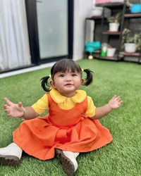 8 Potret Menggemaskan Dek Cunda Anak Denny Caknan, Cosplay Jadi Mermaid Hingga Boneka Squid Game