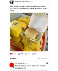 Aldi’s Burger Milik Aldi Taher Trending di Media Sosial, Promosinya Nyeleneh